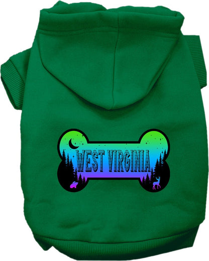 Pet Dog & Cat Screen Printed Hoodie for Medium to Large Pets (Sizes 2XL-6XL), "West Virginia Mountain Shades"