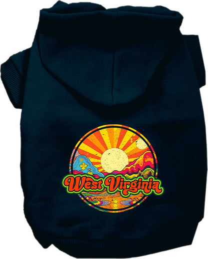 Pet Dog & Cat Screen Printed Hoodie for Small to Medium Pets (Sizes XS-XL), "West Virginia Mellow Mountain"
