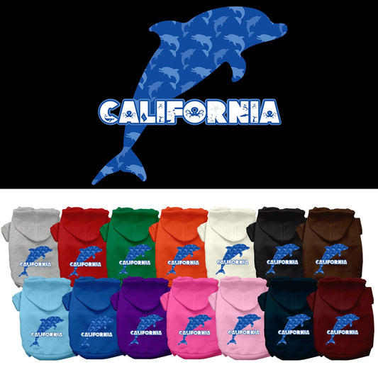 Pet Dog & Cat Screen Printed Hoodie for Medium to Large Pets (Sizes 2XL-6XL), &quot;California Blue Dolphins&quot;