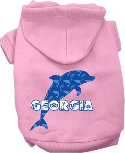 Pet Dog & Cat Screen Printed Hoodie for Small to Medium Pets (Sizes XS-XL), "Georgia Blue Dolphins"