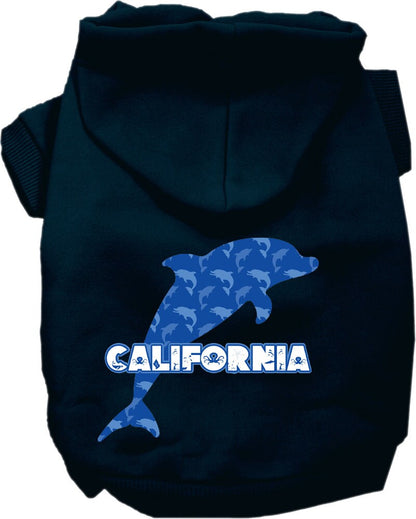 Pet Dog & Cat Screen Printed Hoodie for Small to Medium Pets (Sizes XS-XL), "California Blue Dolphins"