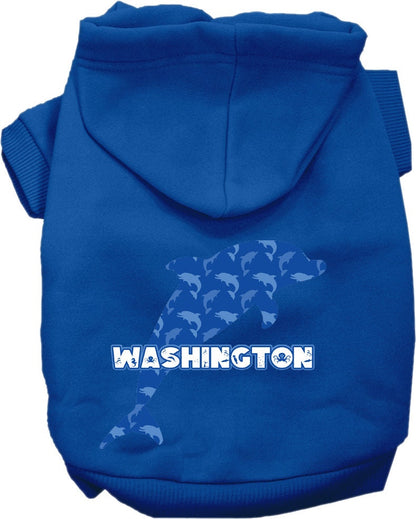 Pet Dog & Cat Screen Printed Hoodie for Small to Medium Pets (Sizes XS-XL), "Washington Blue Dolphins"