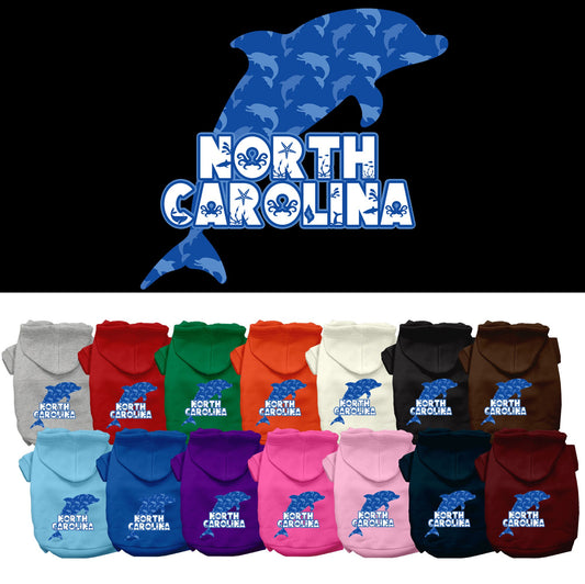 Pet Dog & Cat Screen Printed Hoodie for Medium to Large Pets (Sizes 2XL-6XL), &quot;North Carolina Blue Dolphins&quot;