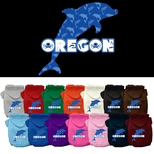 Pet Dog & Cat Screen Printed Hoodie for Small to Medium Pets (Sizes XS-XL), &quot;Oregon Blue Dolphins&quot;