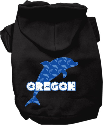 Pet Dog & Cat Screen Printed Hoodie for Small to Medium Pets (Sizes XS-XL), "Oregon Blue Dolphins"