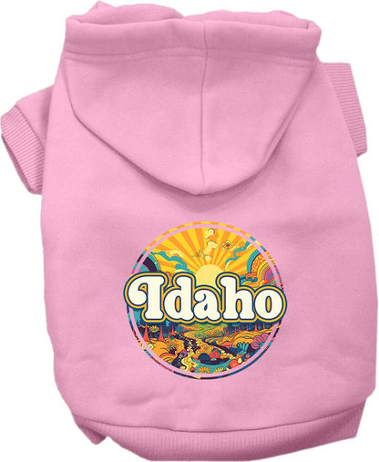 Pet Dog & Cat Screen Printed Hoodie for Small to Medium Pets (Sizes XS-XL), "Idaho Trippy Peaks"