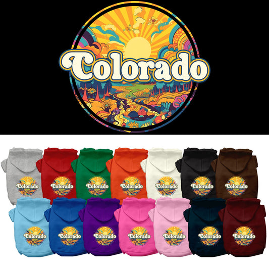 Pet Dog & Cat Screen Printed Hoodie for Medium to Large Pets (Sizes 2XL-6XL), &quot;Colorado Trippy Peaks&quot;