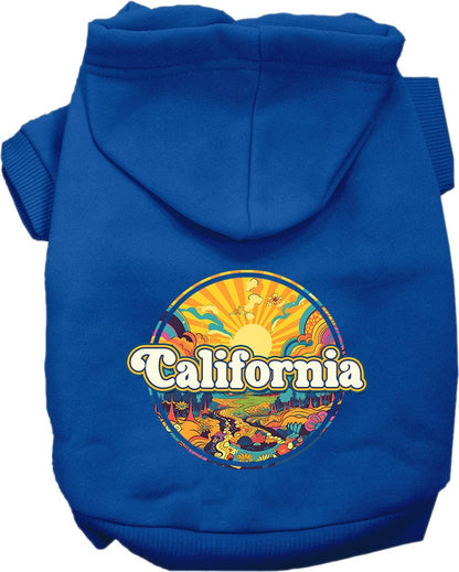 Pet Dog & Cat Screen Printed Hoodie for Medium to Large Pets (Sizes 2XL-6XL), "California Trippy Peaks"