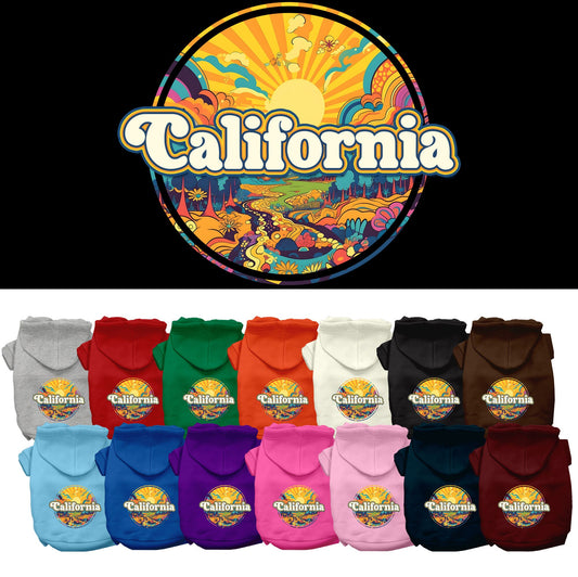 Pet Dog & Cat Screen Printed Hoodie for Small to Medium Pets (Sizes XS-XL), &quot;California Trippy Peaks&quot;