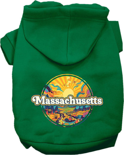 Pet Dog & Cat Screen Printed Hoodie for Small to Medium Pets (Sizes XS-XL), "Massachusetts Trippy Peaks"