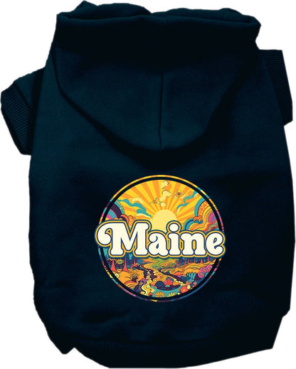 Pet Dog & Cat Screen Printed Hoodie for Small to Medium Pets (Sizes XS-XL), "Maine Trippy Peaks"