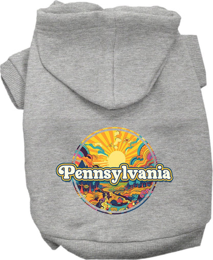 Pet Dog & Cat Screen Printed Hoodie for Small to Medium Pets (Sizes XS-XL), "Pennsylvania Trippy Peaks"