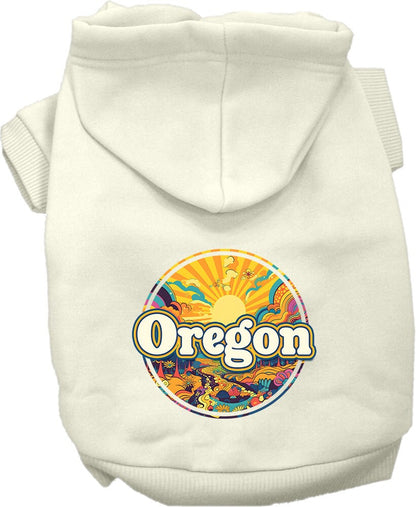 Pet Dog & Cat Screen Printed Hoodie for Small to Medium Pets (Sizes XS-XL), "Oregon Trippy Peaks"