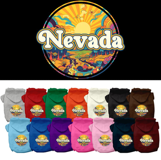 Pet Dog & Cat Screen Printed Hoodie for Medium to Large Pets (Sizes 2XL-6XL), &quot;Nevada Trippy Peaks&quot;