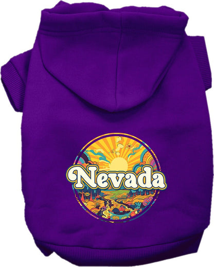 Pet Dog & Cat Screen Printed Hoodie for Small to Medium Pets (Sizes XS-XL), "Nevada Trippy Peaks"