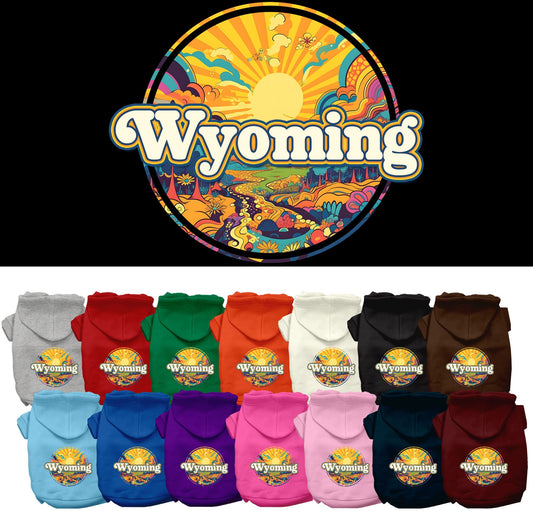 Pet Dog & Cat Screen Printed Hoodie for Medium to Large Pets (Sizes 2XL-6XL), &quot;Wyoming Trippy Peaks&quot;