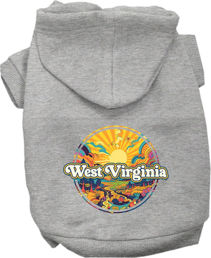 Pet Dog & Cat Screen Printed Hoodie for Medium to Large Pets (Sizes 2XL-6XL), "West Virginia Trippy Peaks"