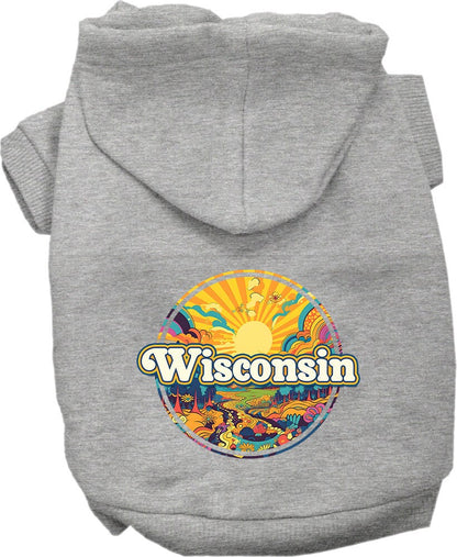 Pet Dog & Cat Screen Printed Hoodie for Medium to Large Pets (Sizes 2XL-6XL), "Wisconsin Trippy Peaks"