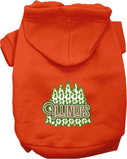 Pet Dog & Cat Screen Printed Hoodie for Small to Medium Pets (Sizes XS-XL), "Illinois Woodland Trees"