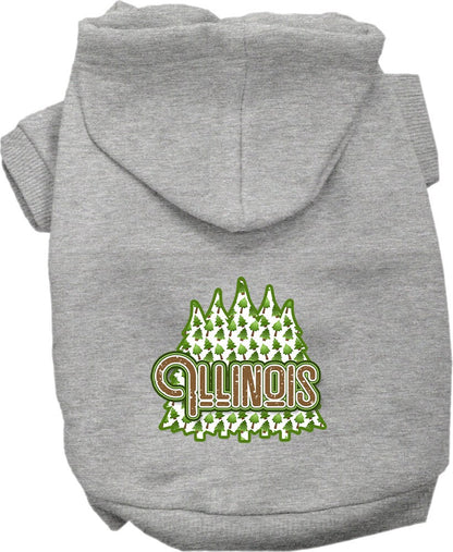 Pet Dog & Cat Screen Printed Hoodie for Medium to Large Pets (Sizes 2XL-6XL), "Illinois Woodland Trees"