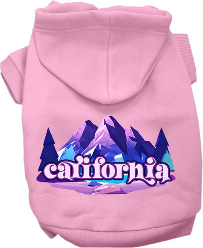 Pet Dog & Cat Screen Printed Hoodie for Small to Medium Pets (Sizes XS-XL), "California Alpine Pawscape"
