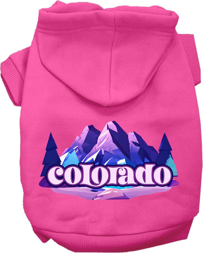 Pet Dog & Cat Screen Printed Hoodie for Small to Medium Pets (Sizes XS-XL), "Colorado Alpine Pawscape"