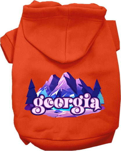 Pet Dog & Cat Screen Printed Hoodie for Medium to Large Pets (Sizes 2XL-6XL), "Georgia Alpine Pawscape"
