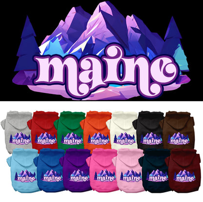 Pet Dog & Cat Screen Printed Hoodie for Small to Medium Pets (Sizes XS-XL), &quot;Maine Alpine Pawscape&quot;