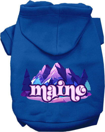 Pet Dog & Cat Screen Printed Hoodie for Small to Medium Pets (Sizes XS-XL), "Maine Alpine Pawscape"