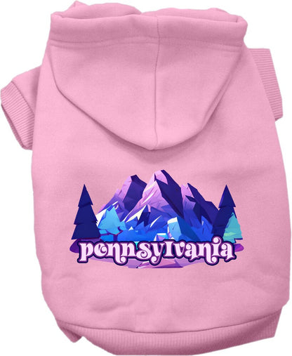 Pet Dog & Cat Screen Printed Hoodie for Small to Medium Pets (Sizes XS-XL), "Pennsylvania Alpine Pawscape"