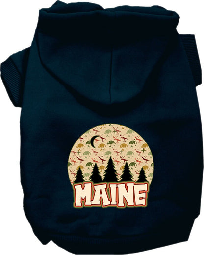 Pet Dog & Cat Screen Printed Hoodie for Small to Medium Pets (Sizes XS-XL), "Maine Under The Stars"