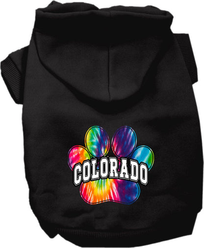 Pet Dog & Cat Screen Printed Hoodie for Small to Medium Pets (Sizes XS-XL), "Colorado Bright Tie Dye"