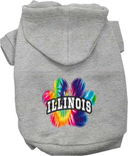 Pet Dog & Cat Screen Printed Hoodie for Medium to Large Pets (Sizes 2XL-6XL), "Illinois Bright Tie Dye"