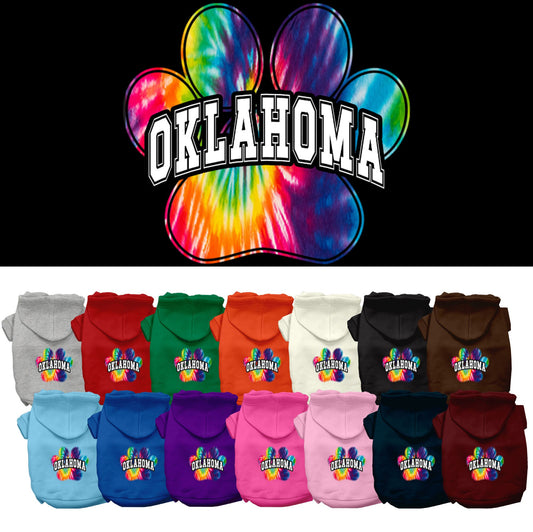 Pet Dog & Cat Screen Printed Hoodie for Small to Medium Pets (Sizes XS-XL), &quot;Oklahoma Bright Tie Dye&quot;