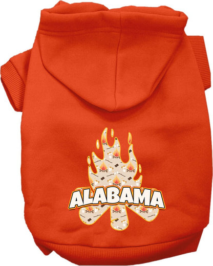 Pet Dog & Cat Screen Printed Hoodie for Small to Medium Pets (Sizes XS-XL), "Alabama Around The Campfire"