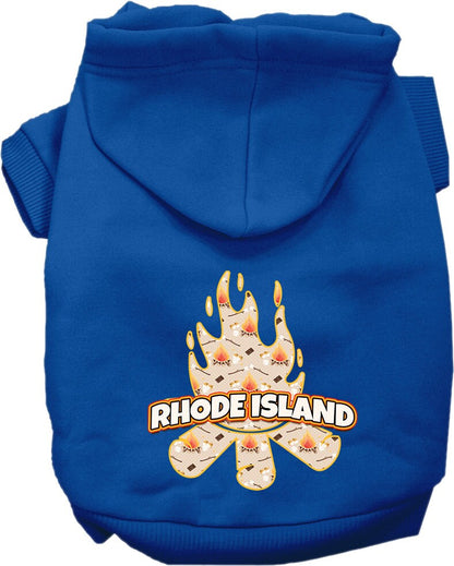 Pet Dog & Cat Screen Printed Hoodie for Medium to Large Pets (Sizes 2XL-6XL), "Rhode Island Around The Campfire"