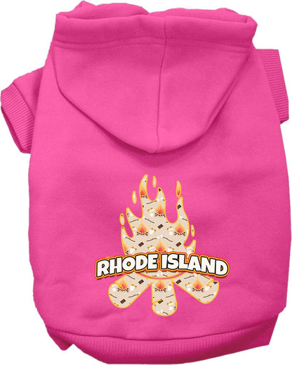 Pet Dog & Cat Screen Printed Hoodie for Medium to Large Pets (Sizes 2XL-6XL), "Rhode Island Around The Campfire"