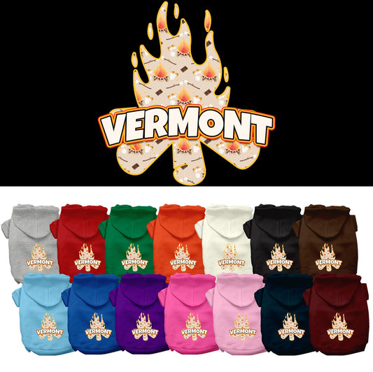 Pet Dog & Cat Screen Printed Hoodie for Small to Medium Pets (Sizes XS-XL), &quot;Vermont Around The Campfire&quot;