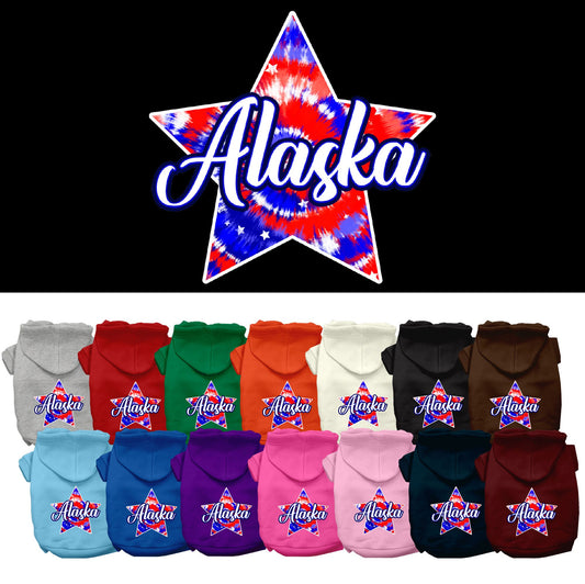 Pet Dog & Cat Screen Printed Hoodie for Small to Medium Pets (Sizes XS-XL), &quot;Alaska Patriotic Tie Dye&quot;