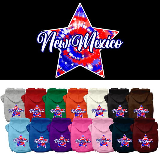 Pet Dog & Cat Screen Printed Hoodie for Medium to Large Pets (Sizes 2XL-6XL), &quot;New Mexico Patriotic Tie Dye&quot;