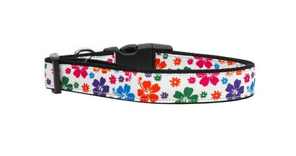 Pet Dog & Cat Nylon Collar or Leash, "Multi-Colored Hawaiian Hibiscus"