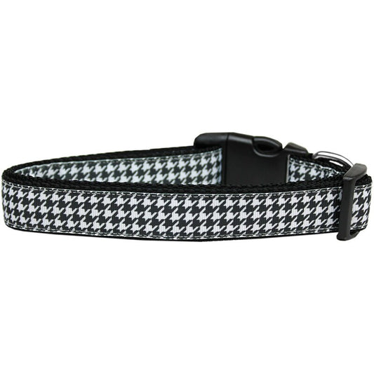 Pet Dog & Cat Nylon Collar or Leash, "Houndstooth Black"