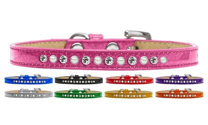 Dog, Puppy and Pet Ice Cream Collar, "Pearl & Clear Crystal Rimsets"