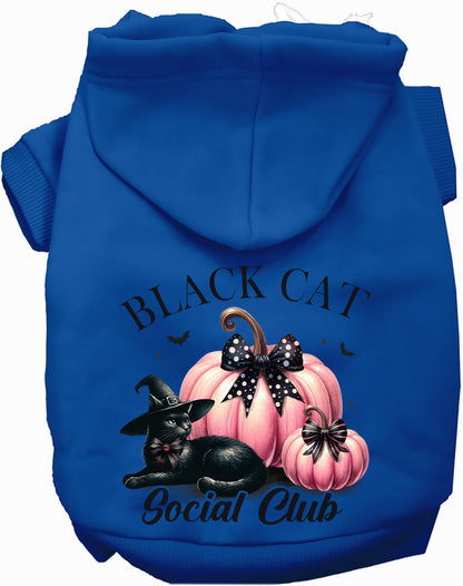 Dark blue Black Cat Social Club pet hoodie