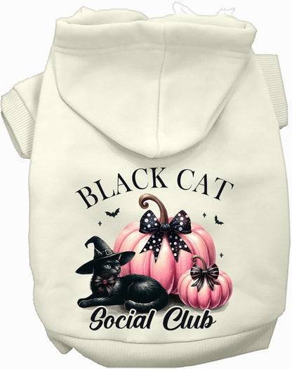 White Black Cat Social Club pet hoodie