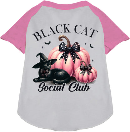 Light pink sleeve Black Cat Social Club pet raglan shirt