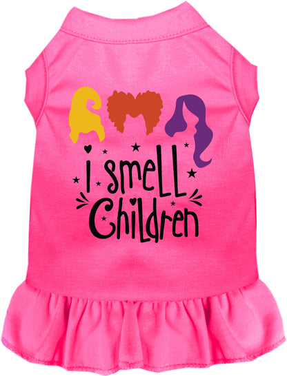 Pink I Smell Children pet dress with colorful design