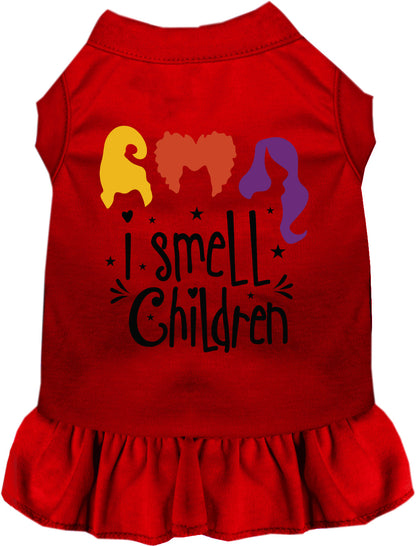 Red I Smell Children pet dress with colorful design