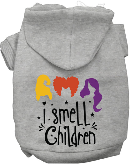 Gray I Smell Children pet hoodie with colorful design