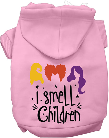 Light pink I Smell Children pet hoodie with colorful design